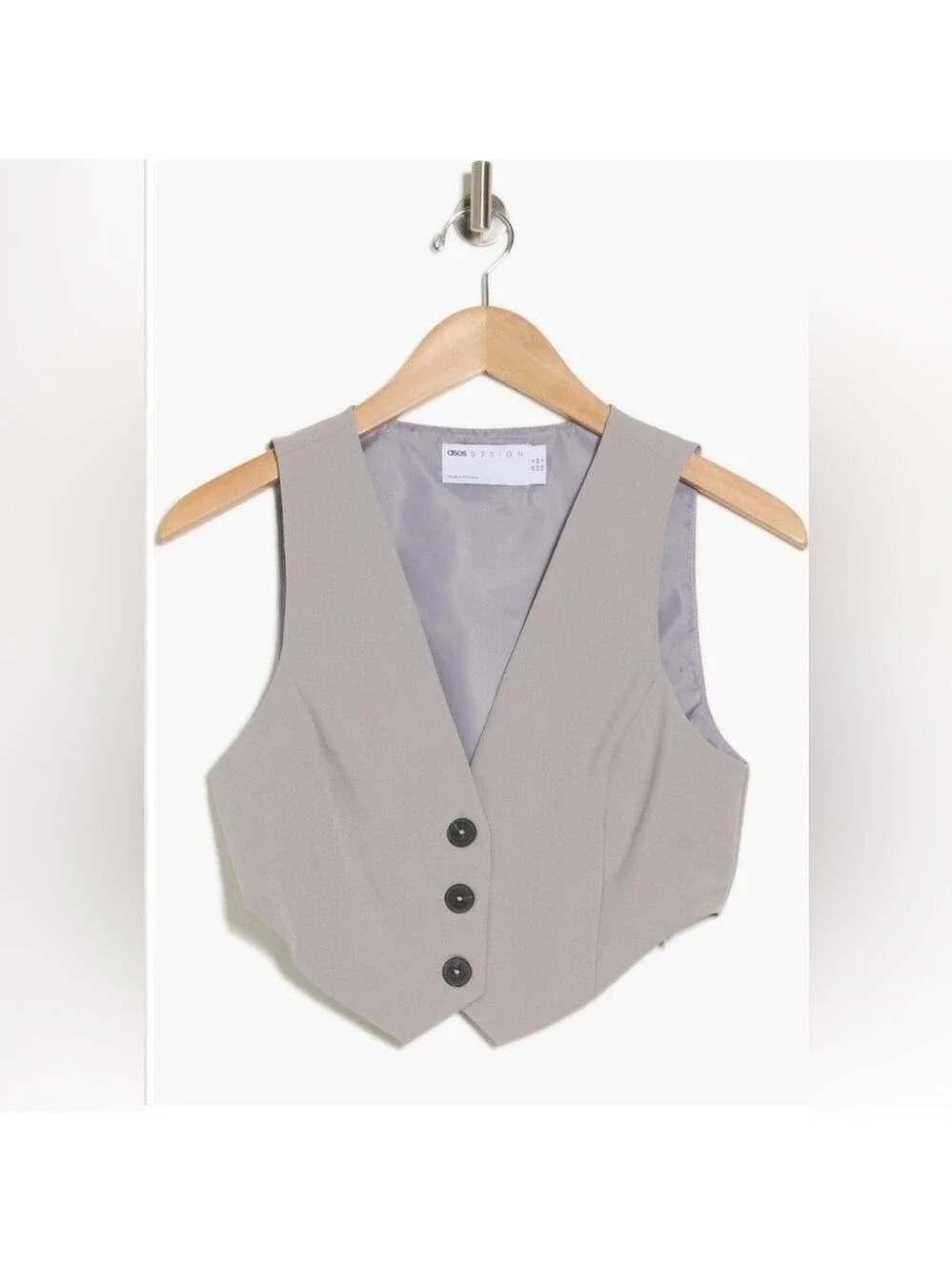 ASOS DESIGN- Crop vest Top-light grey-size 4 NWT